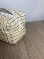 trousse de toilette jaune rayé cousu à la main 