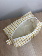 trousse de toilette jaune rayé cousu à la main 